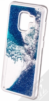 Sligo Liquid Pearl Full ochranný kryt s přesýpacím efektem třpytek pro Samsung Galaxy A8 (2018) modrá (blue) animace 2