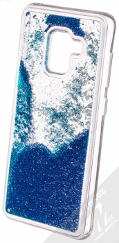 Sligo Liquid Pearl Full ochranný kryt s přesýpacím efektem třpytek pro Samsung Galaxy A8 (2018) modrá (blue) animace 4