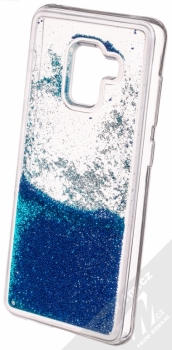 Sligo Liquid Pearl Full ochranný kryt s přesýpacím efektem třpytek pro Samsung Galaxy A8 (2018) modrá (blue) animace 5