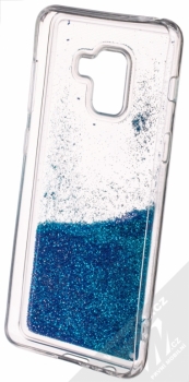 Sligo Liquid Pearl Full ochranný kryt s přesýpacím efektem třpytek pro Samsung Galaxy A8 (2018) modrá (blue) zepředu