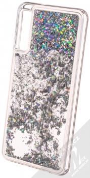 Sligo Liquid Sparkle Full ochranný kryt s přesýpacím efektem třpytek pro Samsung Galaxy A7 (2018) stříbrná (silver) animace 2