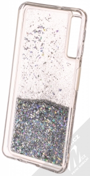 Sligo Liquid Sparkle Full ochranný kryt s přesýpacím efektem třpytek pro Samsung Galaxy A7 (2018) stříbrná (silver) zepředu