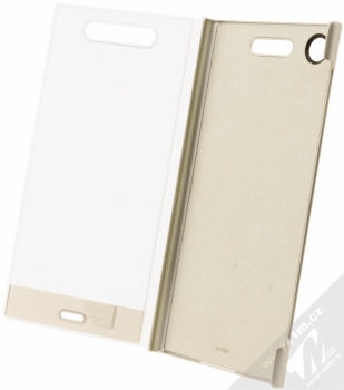 Sony SCTG50 Style Cover Touch originální flipové pouzdro pro Sony Xperia XZ1 stříbrná (silver) otevřené