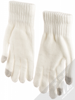URan Multiway 2in1 Women Touch Gloves dámské pletené rukavice s bambulkou pro kapacitní dotykový displej bílá (white) rukavice dlaně