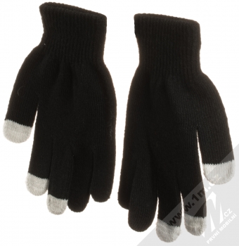 URan Touch Gloves Skull pletené rukavice s motivem pro kapacitní dotykový displej černá (black) zezadu