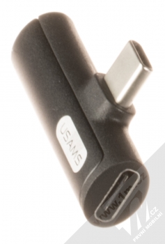 USAMS Type-C + 3.5mm Audio Adapter miniaturní rozdvojka z USB Type-C konektor na jack 3,5mm a USB Type-C konektor černá (black) USB Type-C konektor