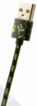 USAMS U-Camo pletený USB kabel s Lightning konektorem pro Apple iPhone, iPad, iPod - délka 1 metr černá zelená (black green) USB konektor