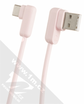 USAMS U-Flow Two Right-Angles Data Cable dvojitě zalomený USB kabel s USB Type-C konektorem růžová (pink)