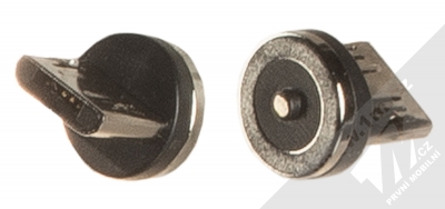 USAMS U59 Rotatable Magnetic Charging Cable USB kabel s otočným magnetickým pinovým konektorem a samostatnou magnetickou záslepkou s microUSB konektorem černá (black) záslepka