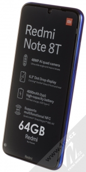 Xiaomi Redmi Note 8T 4GB/64GB modrá (starscape blue) šikmo zepředu