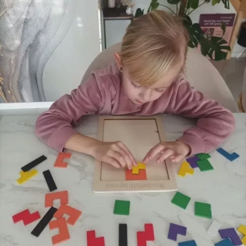 1Mcz SNA-5937 Dřevěné puzzle Tetris 18 x 27 cm 40 ks vícebarevné (multicolored)