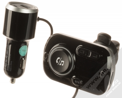 1Mcz BC49BQ Bluetooth hlasité handsfree do mřížky ventilace automobilu s 2x USB výstupy 2.4A a FM Transmitterem černá (black)