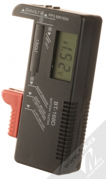 1Mcz BT168D Tester baterií univerzální (AA, AAA, C, D, 9V, knoflíkové) černá (black)