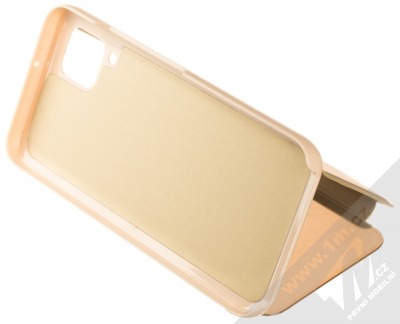 1Mcz Clear View flipové pouzdro pro Huawei P40 Lite zlatá (gold) stojánek