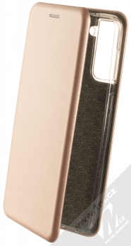 1Mcz Elegance Book flipové pouzdro pro Samsung Galaxy S21 Plus růžově zlatá (rose gold)