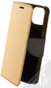1Mcz Fancy Book flipové pouzdro pro Apple iPhone 14 zlatá černá (gold black)