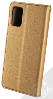 1Mcz Fancy Book flipové pouzdro pro Samsung Galaxy A03s zlatá černá (gold black) zezadu