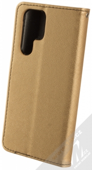 1Mcz Fancy Book flipové pouzdro pro Samsung Galaxy S22 Ultra 5G zlatá černá (gold black) zezadu