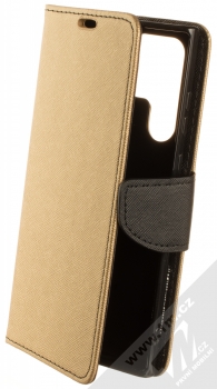 1Mcz Fancy Book flipové pouzdro pro Samsung Galaxy S22 Ultra 5G zlatá černá (gold black)