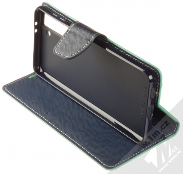 1Mcz Fancy Book flipové pouzdro pro Samsung Galaxy S21 Plus mátově zelená modrá (mint blue) stojánek