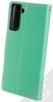 1Mcz Fancy Book flipové pouzdro pro Samsung Galaxy S21 Plus mátově zelená modrá (mint blue) zezadu