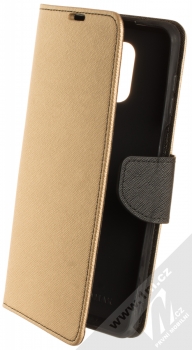 1Mcz Fancy Book flipové pouzdro pro Xiaomi Redmi Note 9 Pro, Redmi Note 9 Pro Max, Redmi Note 9S zlatá černá (gold black)