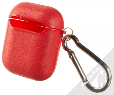 1Mcz Faux Leather pouzdro pro sluchátka Apple AirPods červená (red)