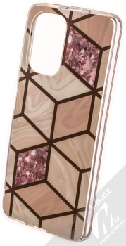 1Mcz Geometric Marble Cover ochranný kryt pro Xiaomi Mi 11i, Poco F3 růžově zlatá (rose gold)