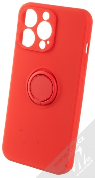 1Mcz Grip Ring Skinny ochranný kryt s držákem na prst pro Apple iPhone 13 Pro červená (red)