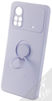 1Mcz Grip Ring Skinny ochranný kryt s držákem na prst pro Xiaomi Poco X4 Pro 5G šeříkově fialová (lilac) držák