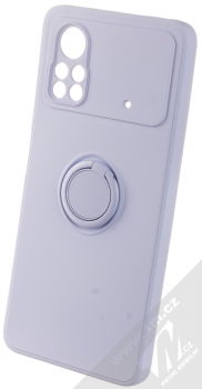 1Mcz Grip Ring Skinny ochranný kryt s držákem na prst pro Xiaomi Poco X4 Pro 5G šeříkově fialová (lilac)