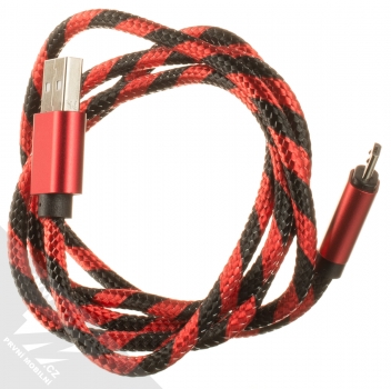 1Mcz Hat Prince Braided opletený USB kabel s microUSB konektorem červená černá (red black) komplet