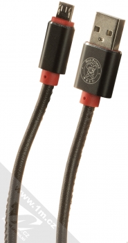 1Mcz Hat Prince Leather kožený USB kabel s microUSB konektorem černá (black)