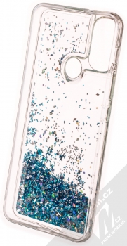 1Mcz Liquid Diamond Sparkle ochranný kryt s přesýpacím efektem třpytek pro Motorola Moto E20, Moto E30, Moto E40 tyrkysová (turquoise) zepředu