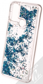 1Mcz Liquid Diamond Sparkle ochranný kryt s přesýpacím efektem třpytek pro Motorola Moto E20, Moto E30, Moto E40 tyrkysová (turquoise) zezadu