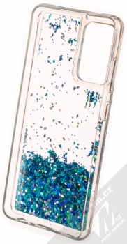 1Mcz Liquid Diamond Sparkle ochranný kryt s přesýpacím efektem třpytek pro Samsung Galaxy A52, Galaxy A52 5G, Galaxy A52s tyrkysová (turquoise) zepředu
