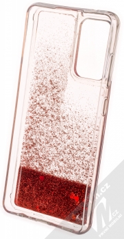 1Mcz Liquid Heart Sparkle ochranný kryt s přesýpacím efektem třpytek pro Samsung Galaxy A52, Galaxy A52 5G, Galaxy A52s 5G červená (red) zepředu