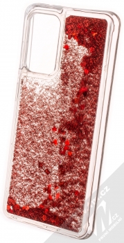 1Mcz Liquid Heart Sparkle ochranný kryt s přesýpacím efektem třpytek pro Samsung Galaxy A52, Galaxy A52 5G, Galaxy A52s 5G červená (red) zezadu
