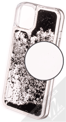 1Mcz Liquid Hexagon Sparkle ochranný kryt s přesýpacím efektem třpytek pro Apple iPhone 13 černá (black)