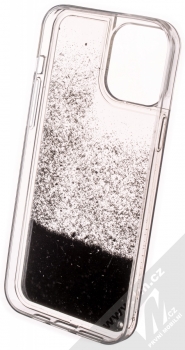 1Mcz Liquid Hexagon Sparkle ochranný kryt s přesýpacím efektem třpytek pro Apple iPhone 13 Pro Max černá (black) zepředu