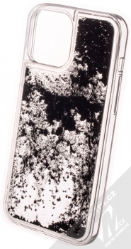 1Mcz Liquid Hexagon Sparkle ochranný kryt s přesýpacím efektem třpytek pro Apple iPhone 13 Pro Max černá (black) zezadu