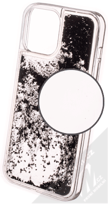 1Mcz Liquid Hexagon Sparkle ochranný kryt s přesýpacím efektem třpytek pro Apple iPhone 13 Pro Max černá (black)
