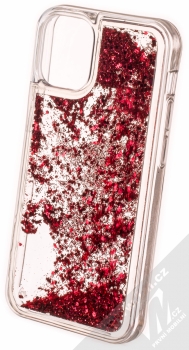 1Mcz Liquid Hexagon Sparkle ochranný kryt s přesýpacím efektem třpytek pro Apple iPhone 12 mini červená (red) zezadu