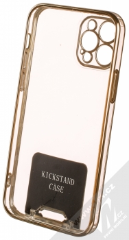 1Mcz Lux Kickstand ochranný kryt pro Apple iPhone 12 Pro zlatá (gold) zepředu