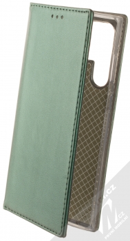1Mcz Magnetic Book flipové pouzdro pro Samsung Galaxy S22 Ultra 5G tmavě zelená (dark green)