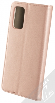 1Mcz Magnetic Book flipové pouzdro pro Xiaomi Redmi 9T, Poco M3 růžově zlatá (rose gold) zezadu