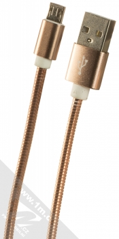 1Mcz Metal Braided opletený USB kabel s microUSB konektorem červeně zlatá (blush gold)