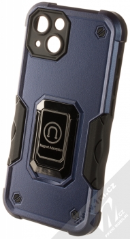 1Mcz Panzer Ring odolný ochranný kryt s držákem na prst pro Apple iPhone 13 tmavě modrá (dark blue)