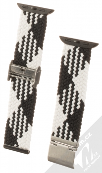1Mcz Pletený řemínek s přezkou pro Apple Watch 38mm, Watch 40mm, Watch 41mm káry černá bílá (diamond black white)