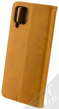 1Mcz Porter Book flipové pouzdro pro Samsung Galaxy A12, Galaxy M12 okrově hnědá (ochre brown) zezadu